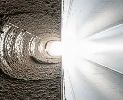 air duct cleaning services showing interior duct system inspection and cleaning in Bloomington, IN